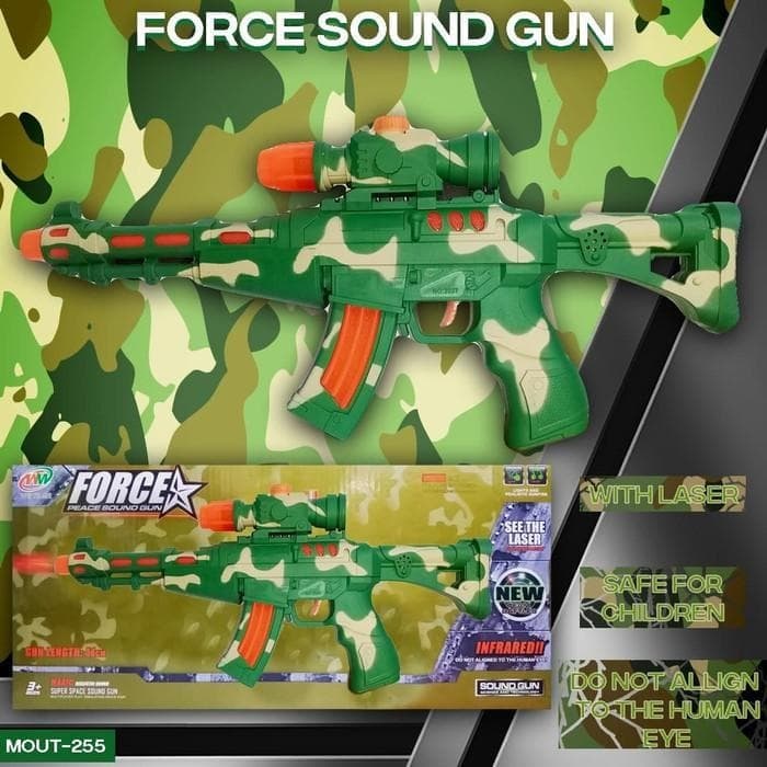 vnvj02f Force Sound Gun Mout-255 Tembakan Mainan Anak Laser E05D10