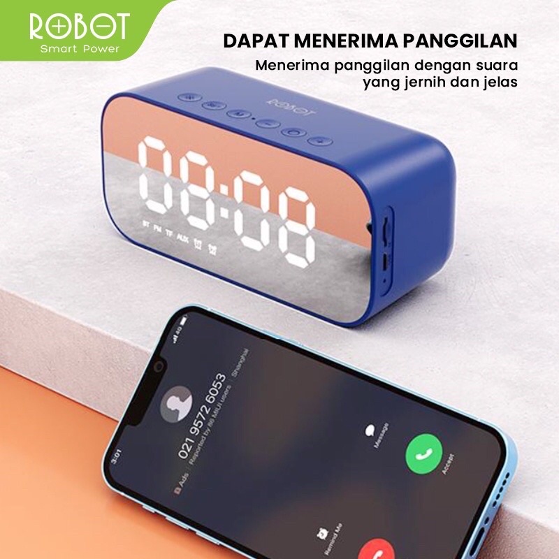 Speaker Bluetooth Robot RB560 Alarm Clock LED Indicator Bluetooth 5.0 Original - Garansi 1 Tahun