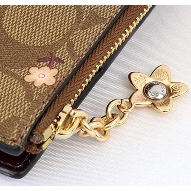 Coach Snap Card Case In Signature Canvas With Butterfly Print (2978)