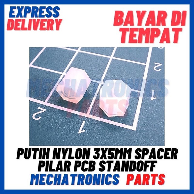 [DEV-9486] PUTIH NYLON M3X5MM SPACER DOUBLE PASS PILAR PCB STAND OFF M3 5 NILON