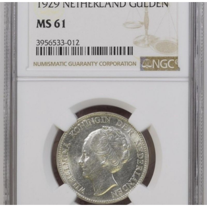 NGC MS 61 1929 Netherland gulden silver coin koin perak