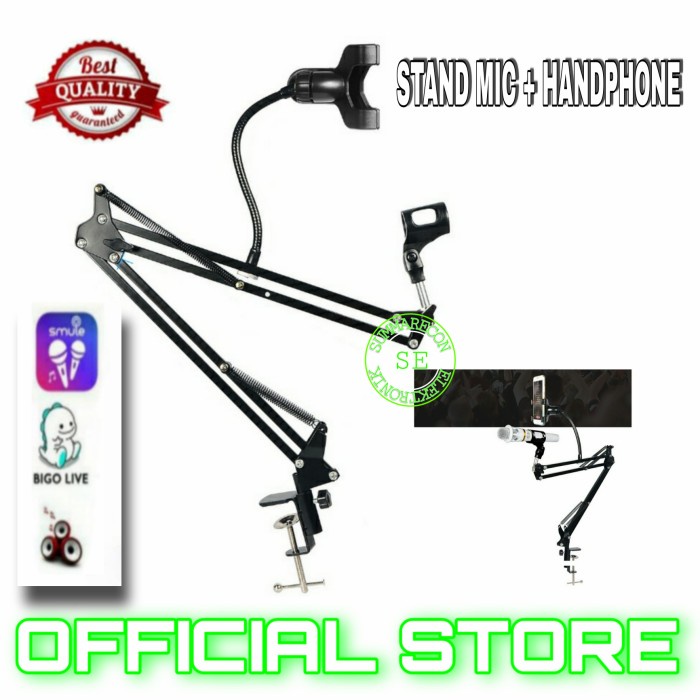 STAND MIC WITH PHONE HOLDER YOUTUBER BIGO LIVE RECORDING