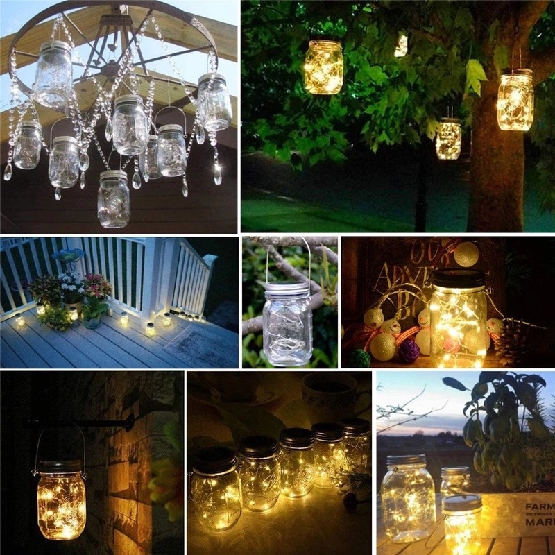 1M / 2M Fairy Light Solar For Mason Jar Lid Insert Color Changing Copper Wire Lights