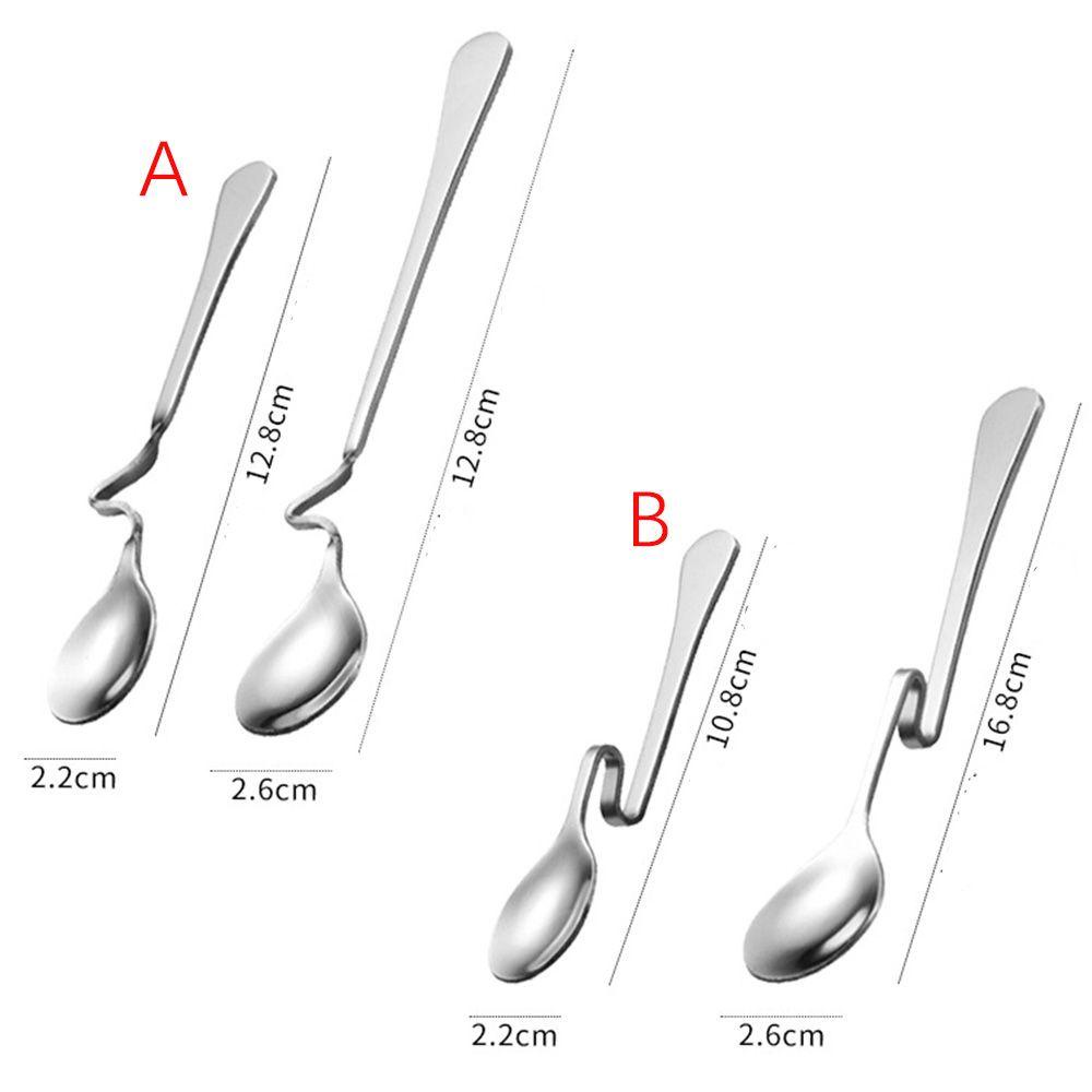 [Elegan] Sendok Pengaduk Stainless Steel Lengkung Dessert Susu Kopi Mixing Long Handled Seasoning Ladle