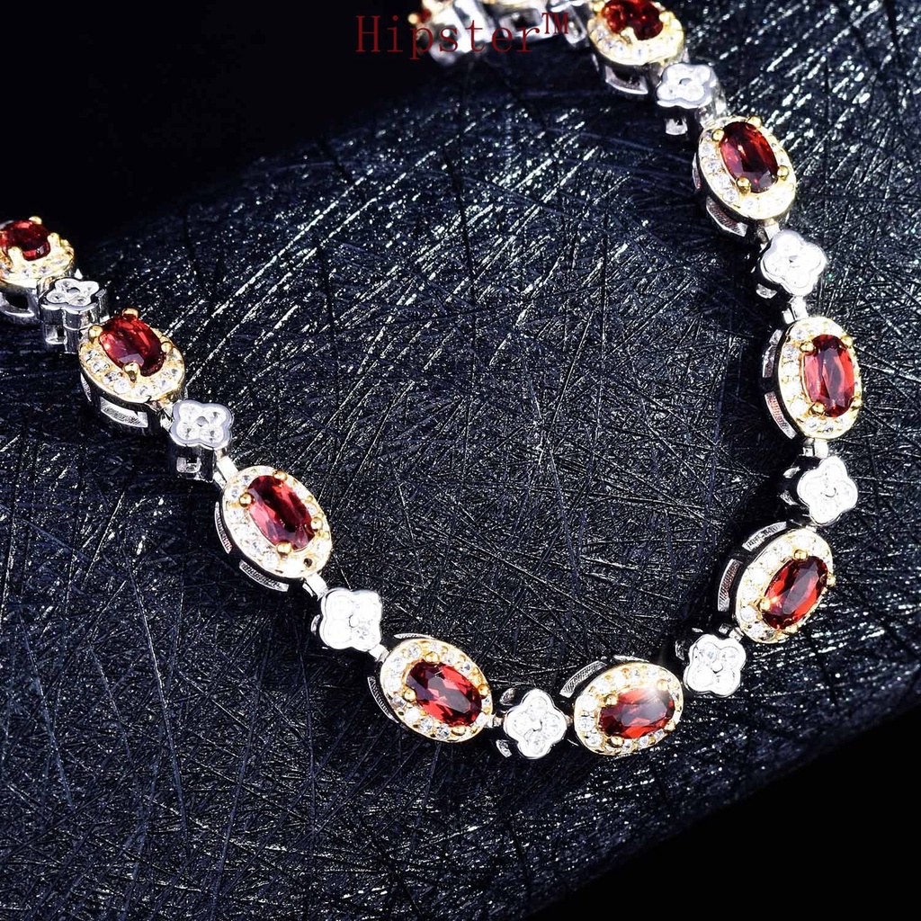 S925 Silver Natural Colored Gems Bracelet Luxury Jewelry