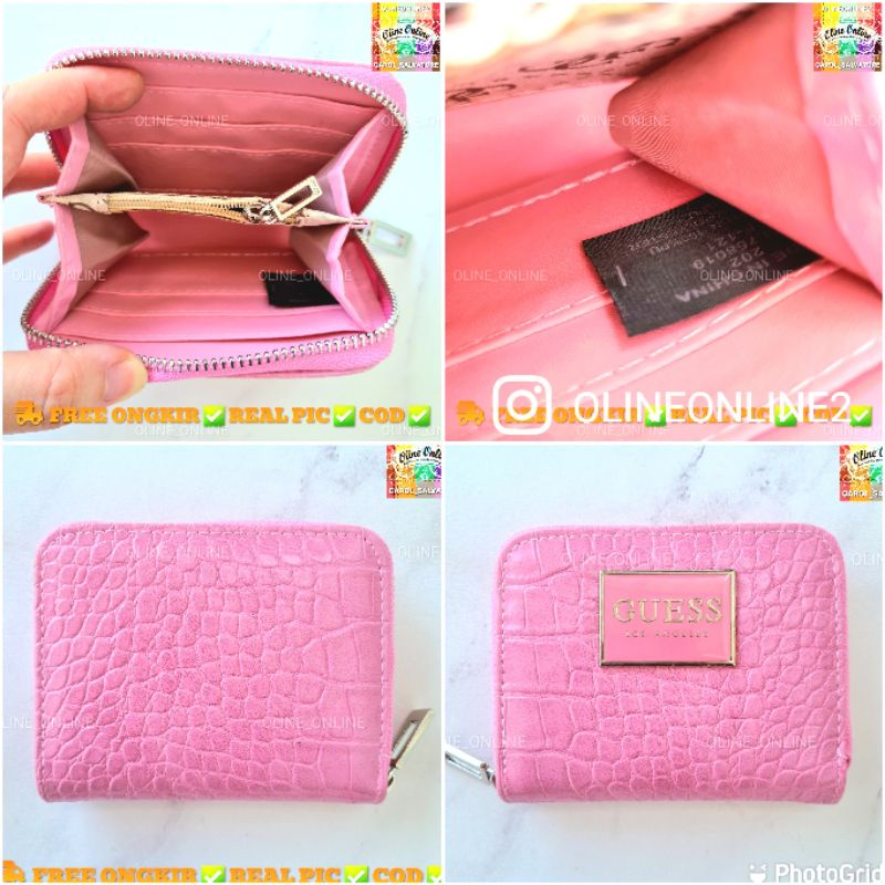 dompet croco coin zipper square pink and fuschia crocodile gs gb mini size wallet