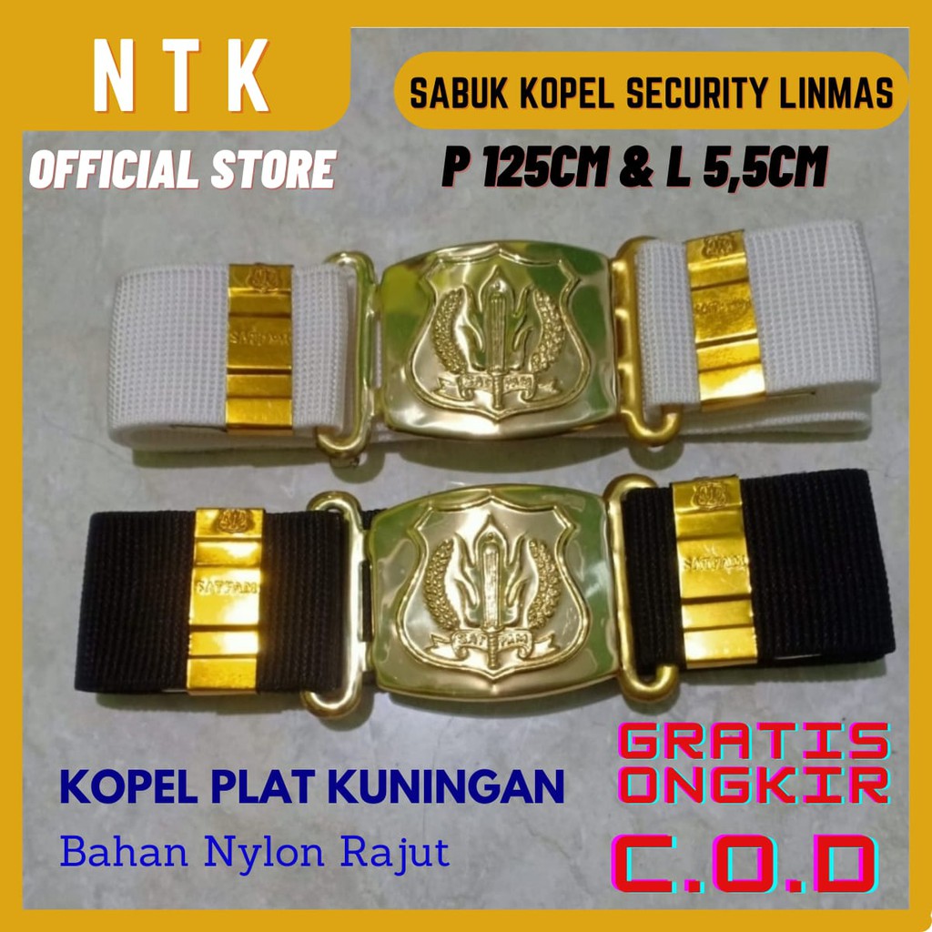 Perlengkapan Satpam Sabuk Kopel / Ikat Pinggang Security Linmas Standar - Hitam Putih KR02