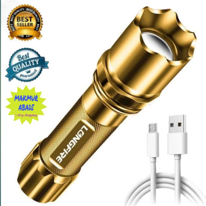 SENTER SWAT MINI LED - SENTER LED POLICE - SENTER MINI CHARGEABLE GOLD