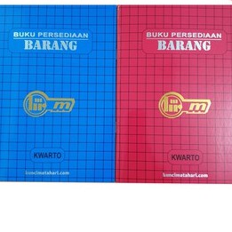

Buku persediaan barang kwarto biru dan merah