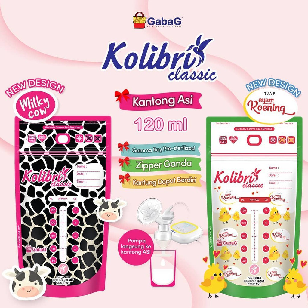 Gabag Breastmilk Storage Bag 100ml &amp; 120ml/ Kantong ASI 30's