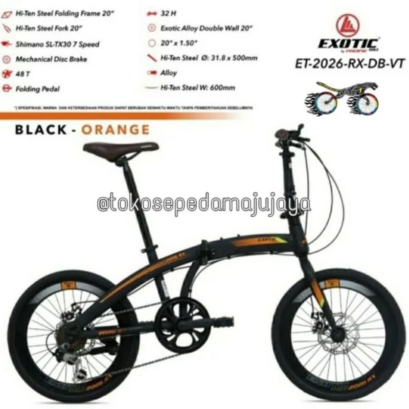 Sepeda Lipat Exotic 20 2026 RX DB VT Disc Brake 7 Speed Velg Tinggi 4cm
