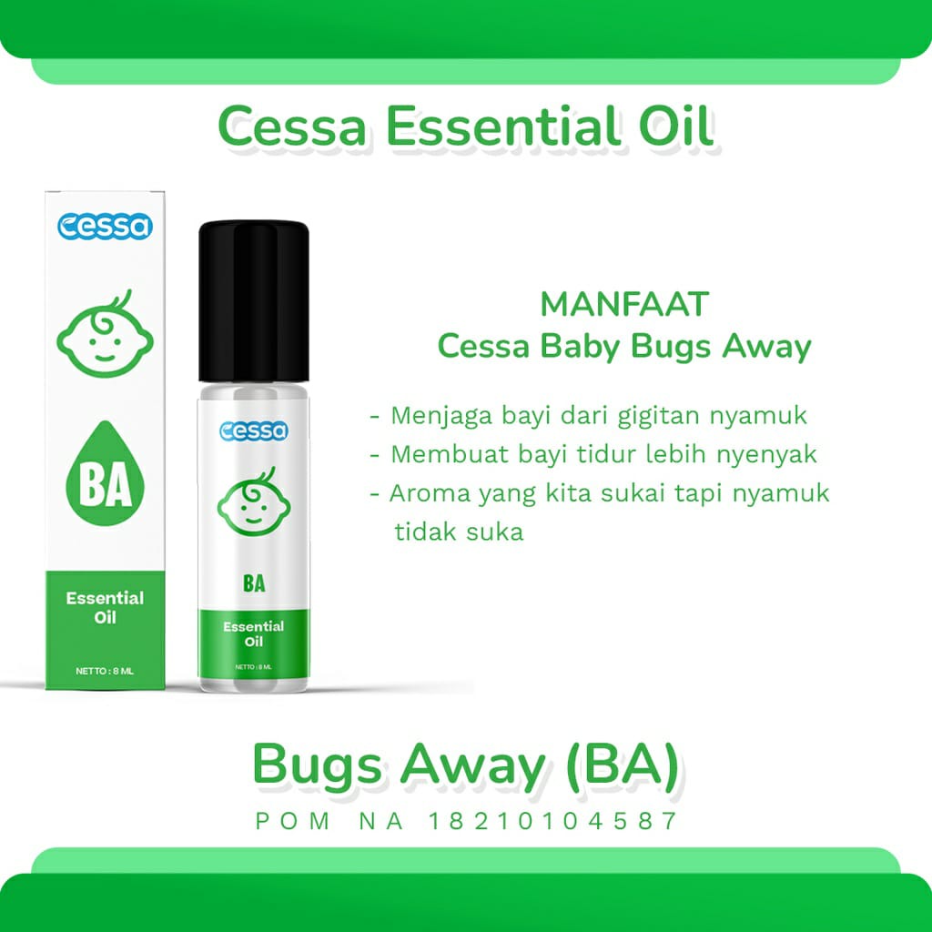 Cessa Baby Natural Essential Oil cesa bayi  / Herbal bayi / obat flu bayi / obat batuk Bayi Obat demam Bayi Cessa bayi oil ( 0- 2 tahun ) Fever Drop Cough n Flu ,Lenire,Bugs Away Obat demam bayi Fresh Care obat bayi obat oles essential oil cesa bayi