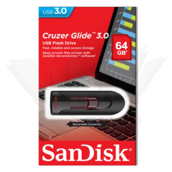 [TERLARIS] SANDISK FLASHDISK USB 3.0 CRUZER GLIDE CZ600 64GB Free Voucher Sodexo Food 10K*