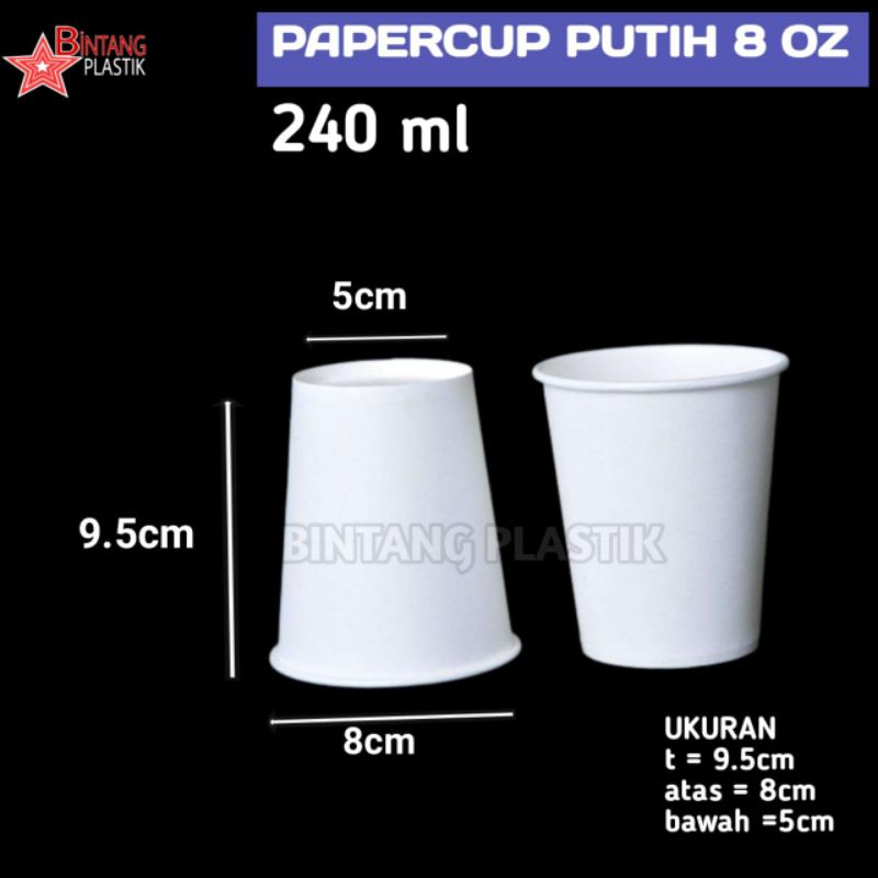 50PCS GELAS PAPER CUP 8OZ KERTAS POLOS FOAM PUTIH KECIL MINI HOT KOPI PANAS COFFE