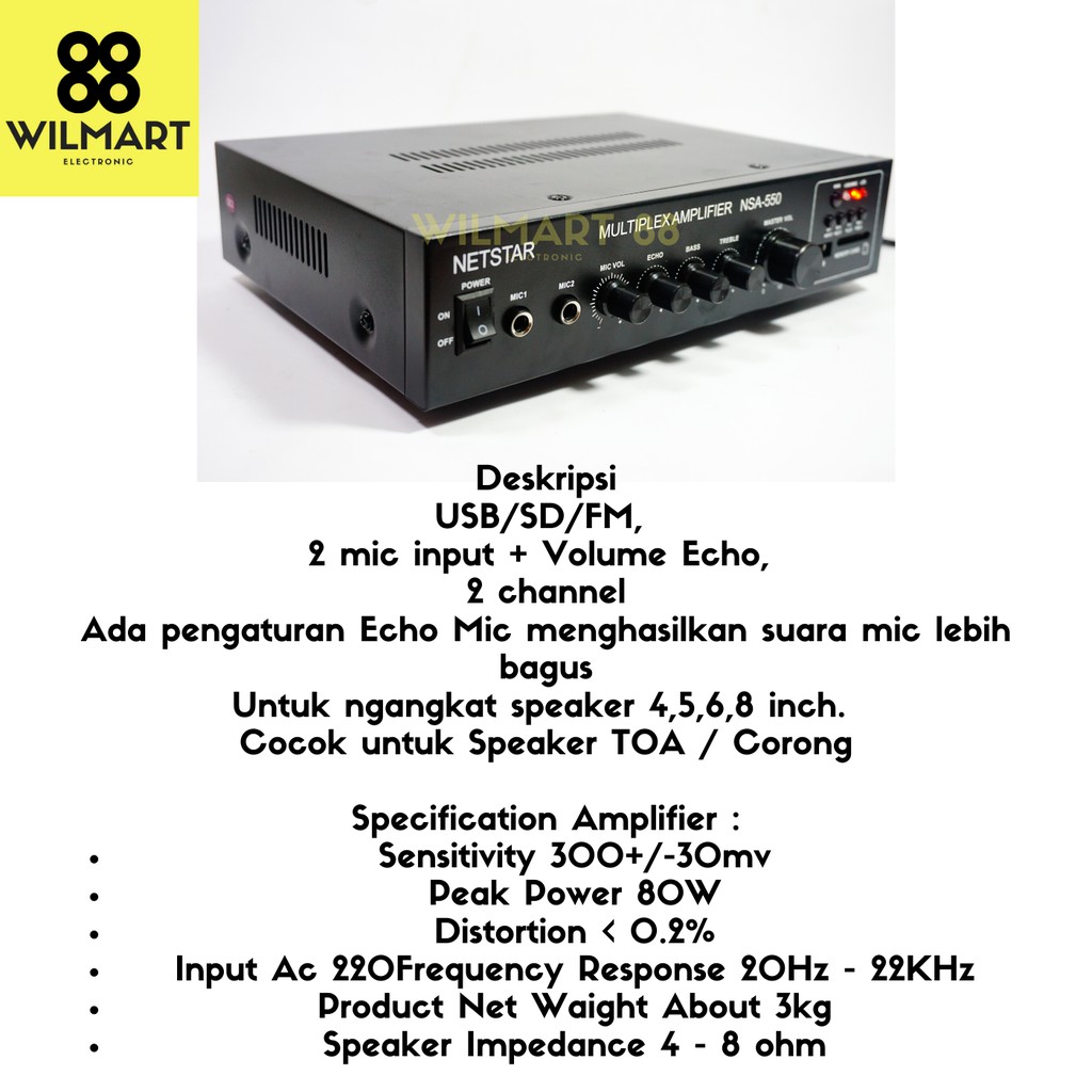 [✅COD] Amplifier Toa NSA-550 | Untuk Speaker Corong | NSA 550 | SD Card | Original | 2 channel