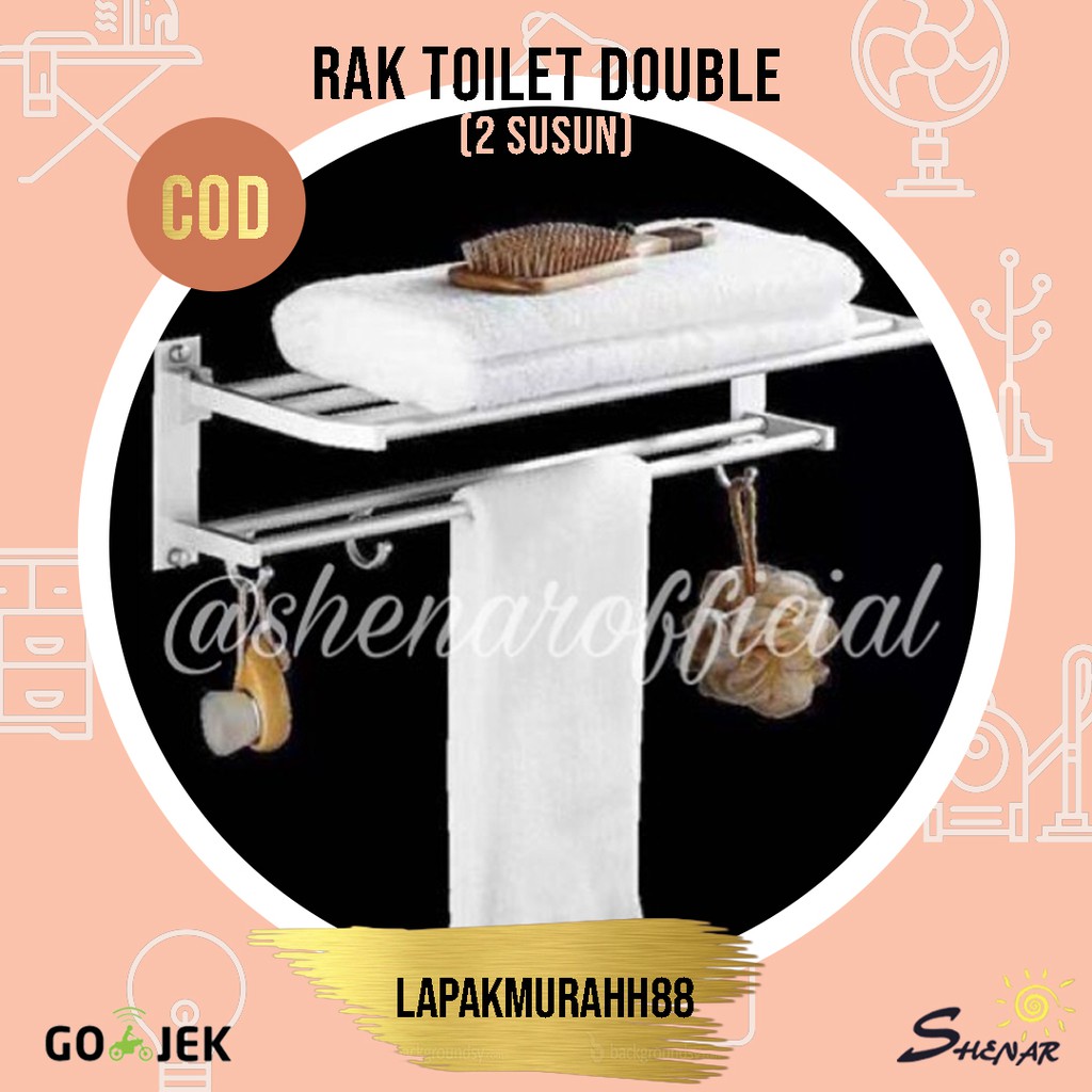 Rak Handuk Dinding Toilet / Rak Dinding Kamar Mandi / Gantungan Baju WC Toilet Serbaguna
