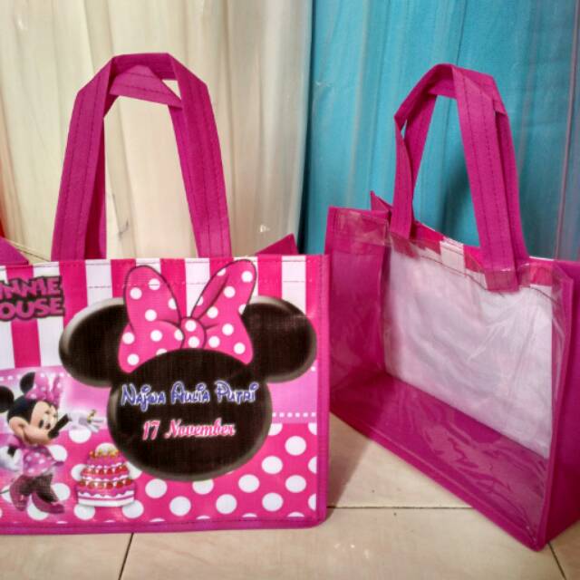 

Tas souvenir ulang tahun kombinasi mika minnie mouse