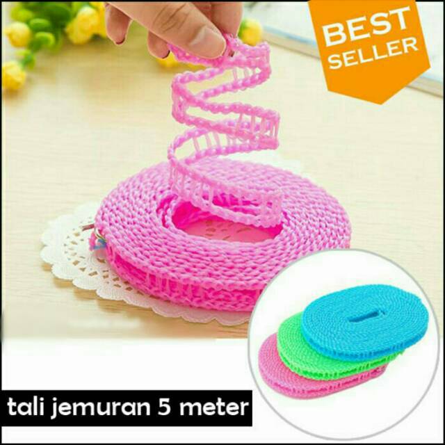 Slip jemuran 5 Meter angin gaya pagar laundry lebar 1,5 cm praktis murah
