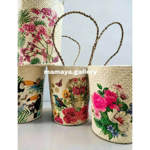 Tas Pandan parcel decoupage|Tas Toples|Tas Parcel|Tas Ember