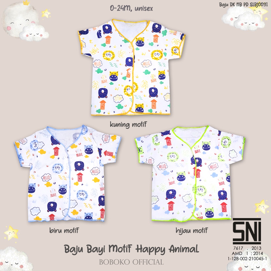 BOBOKO SETELAN Baju Bayi Motif Happy Animal 0-4 bulan