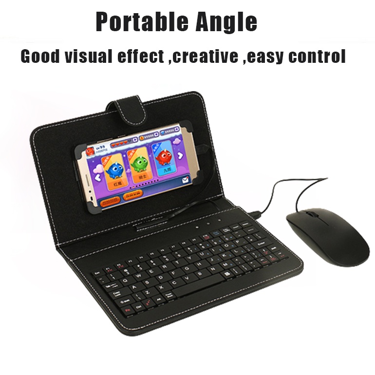 Casing Keyboard Ponsel Universal Kompatibel Tablet Android OTG 4-8 '' + Mouse Berkabel