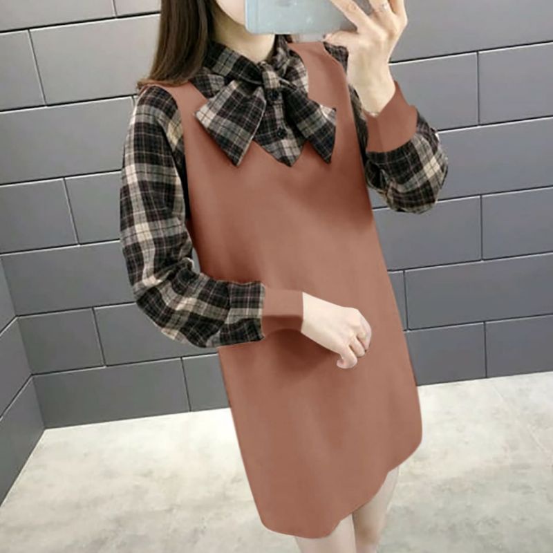 Sojin long tunik semi midi dress korean style fashion wanita remaja