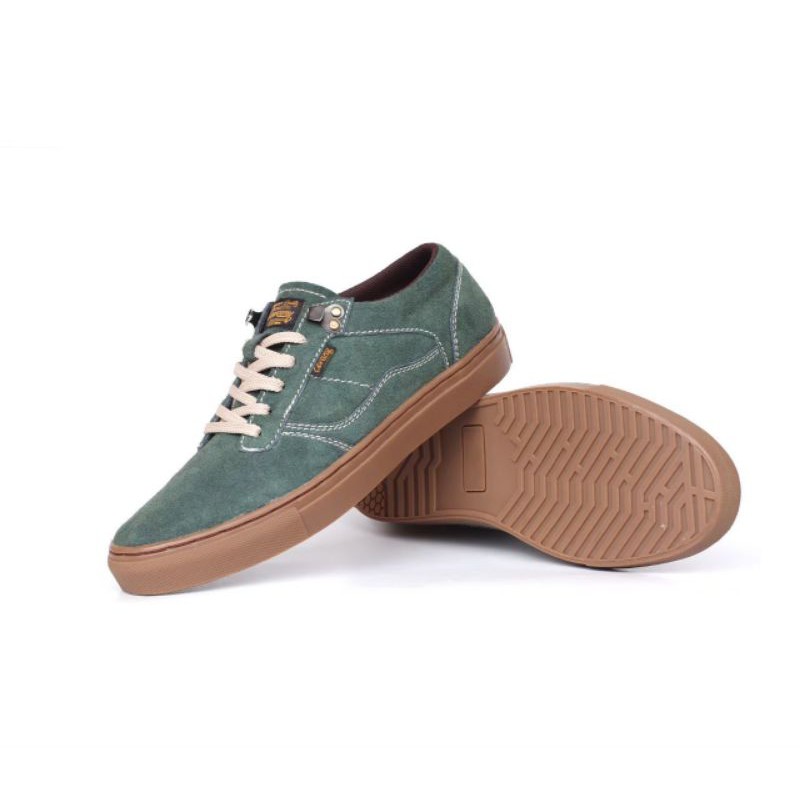 Sepatu Sneakers Kulit Pria Lokal Shoes Local Pride Cevany Gordon Low Cut Olive Gum