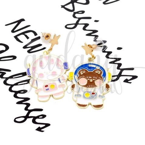 Anting Stud Astro Bear Rabbit Earrings Motif Kelinci Astronot GH 203310