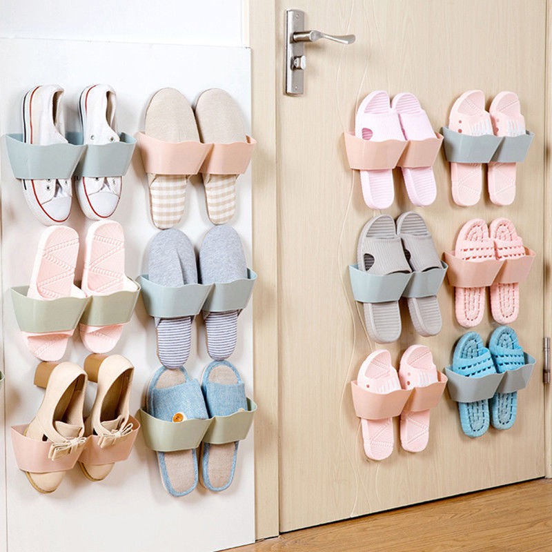 3pcs Creative Wall Mounted Shoes Rack Hanging Shoe Storage Shoe Organizer Shopee Indonesia