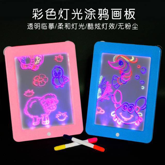 Mainan Edukasi Magic Drawing and Writing Pad LED 3D Magic Drawing Pad LED Writing Board Magic Board