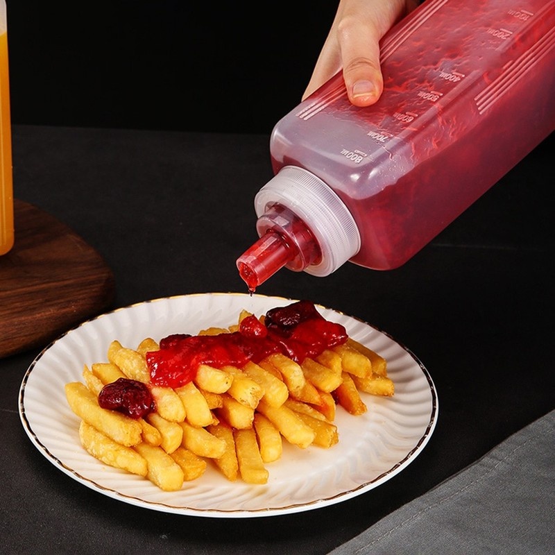 800/1000ML Large Diameter Dustproof Plastic Squeeze Sauce Bottle / Kitchen Seasoning Bottle