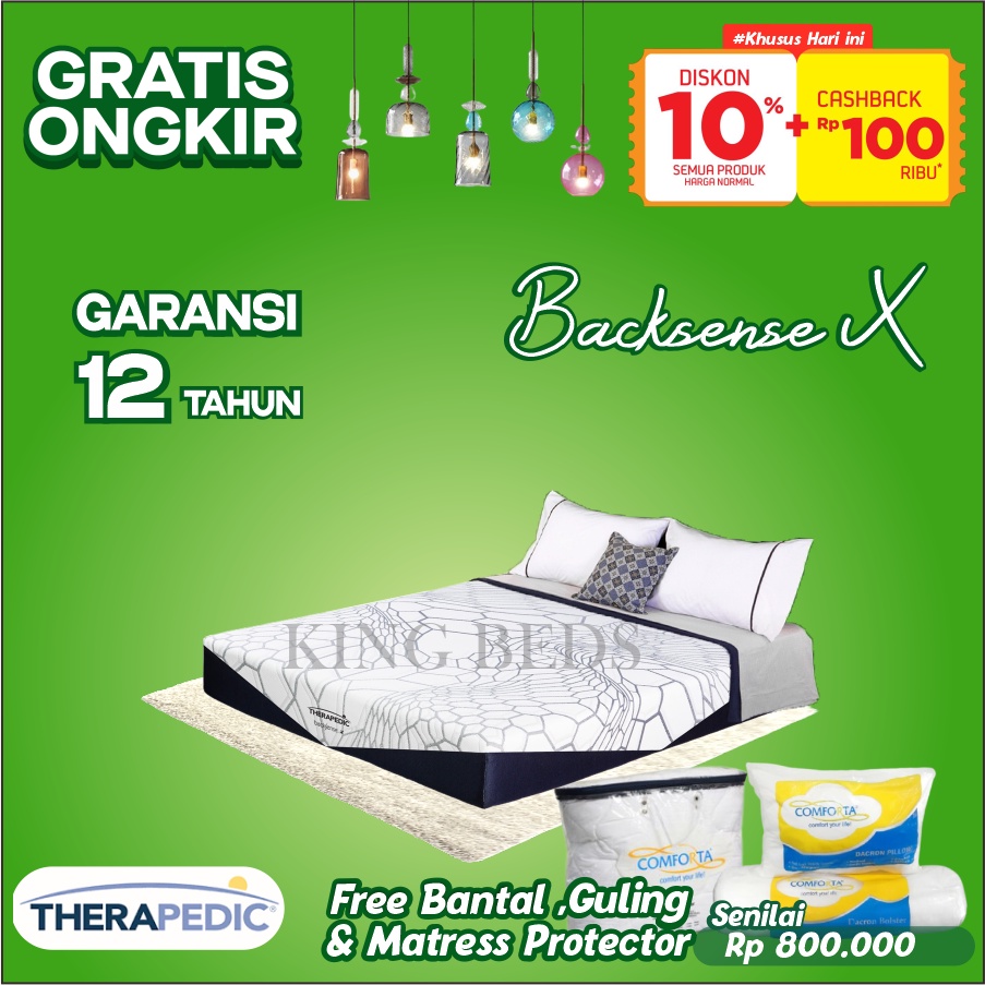 Therapedic Spring Bed Backsense X Latex Kasur 160 180 200 100 x200