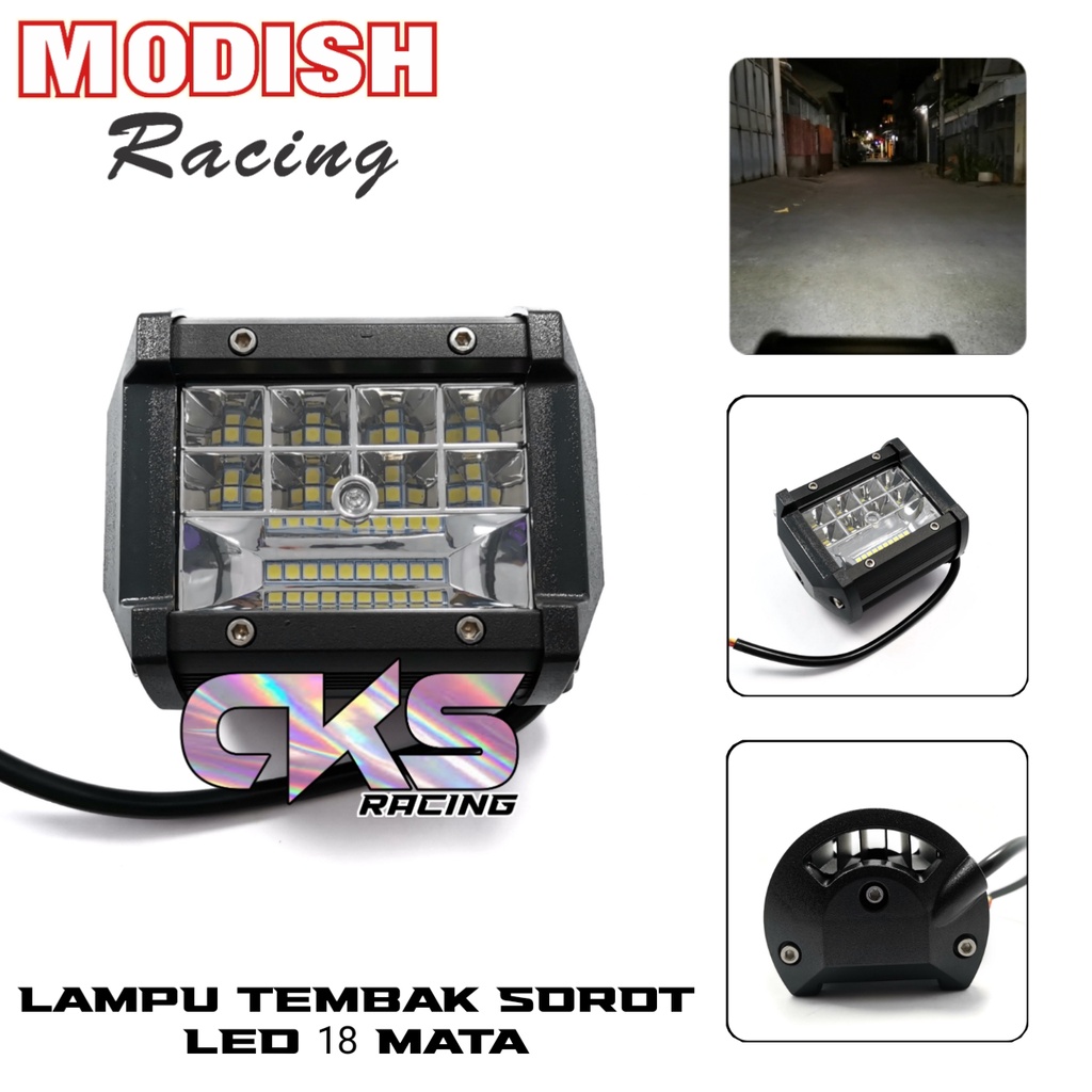 Lampu Tembak Sorot LED 18 Mata CR7 3 Susun LED Touring Motor Mobil Offroad Waterproof
