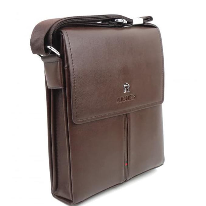 607J Tas Kulit Pria Slimbag Bodybag Import Branded - Aigner Trsg Brown Top