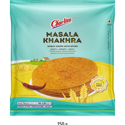

><><><] Kerupuk India CHARLIEE MASALA KHAKHRA 150gr / Namkeen / Snack India