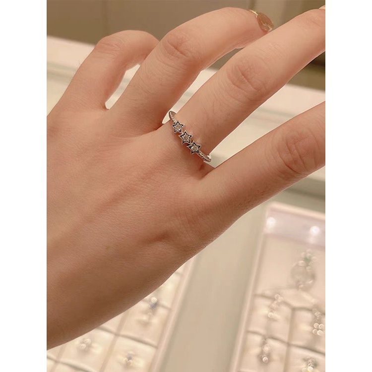 Pandora Cincin 925 Silver Desain Bintang Aksen Berlian Kubik Zirkonia Untuk Wanita