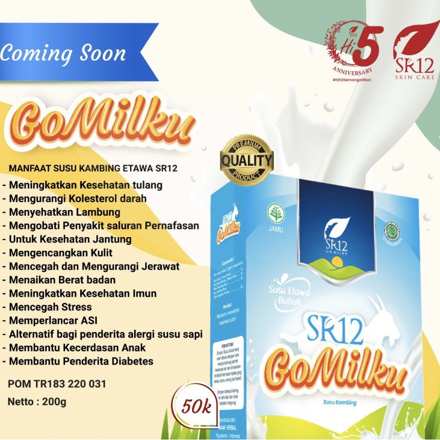 

SUSU KAMBING ETAWA/GO MILKKU SR12/PREMIUM QUALITY/HALAL/BPOM