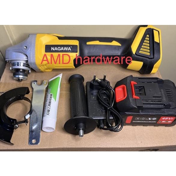 HUJIA SET Gerinda Cordless Brushless 4" Baterai Nagawa+Charger 21V JLD