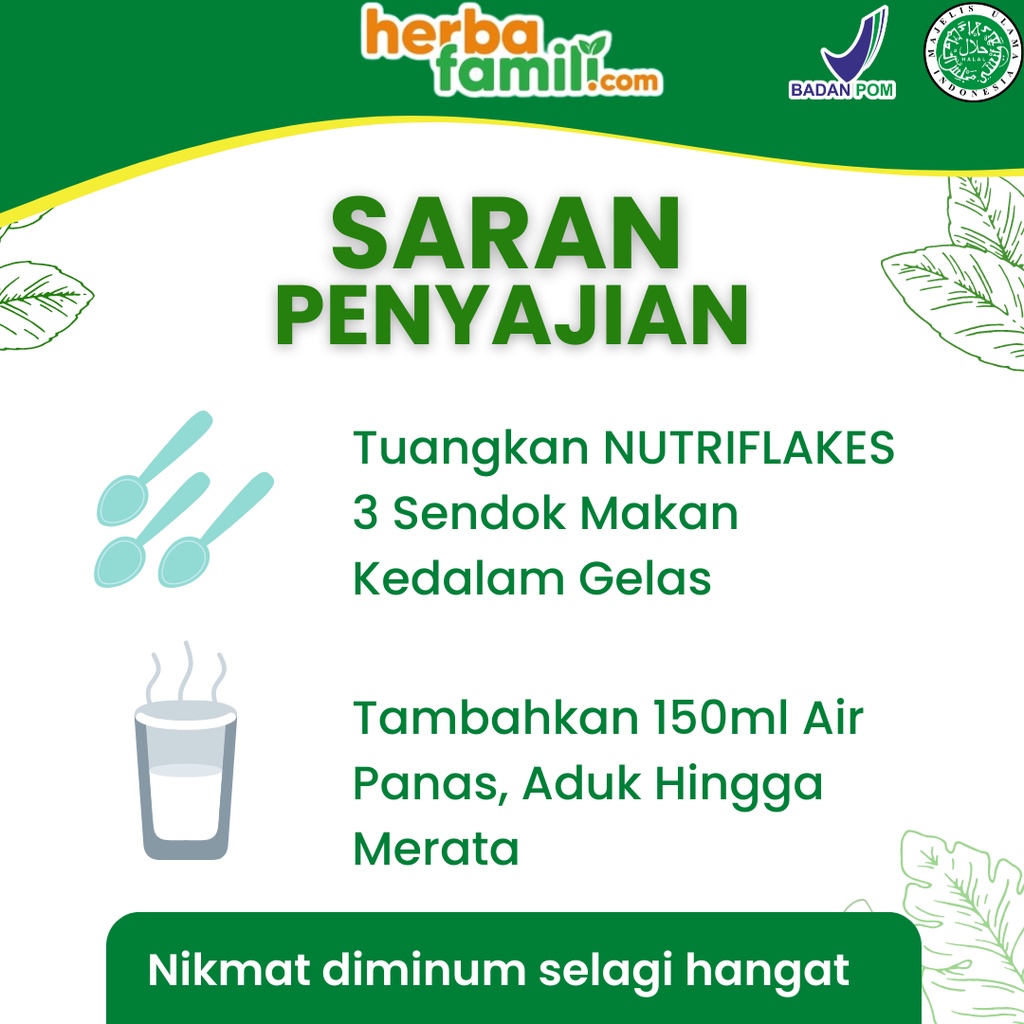 NUTRIFLAKES Sereal Cereal Ekstrak Daun Kelor Solusi Atasi Asam Lambung Maag Akut Diabetes Diet Tingkatkan Antibody Imunitas Tubuh 280 Gram