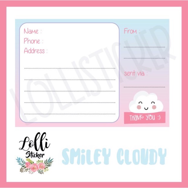 

Sticker Alamat Smiley Cloudy / Sticker Label Pengiriman Olshop / Label Alamat