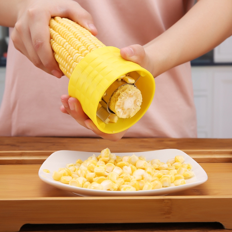 Pemotong Perontok Jagung Cabut Pemipil Sayuran Buah Alat Masak Gadget Dapur Stainless Steel Plastik Corn Planer Separator Detacher