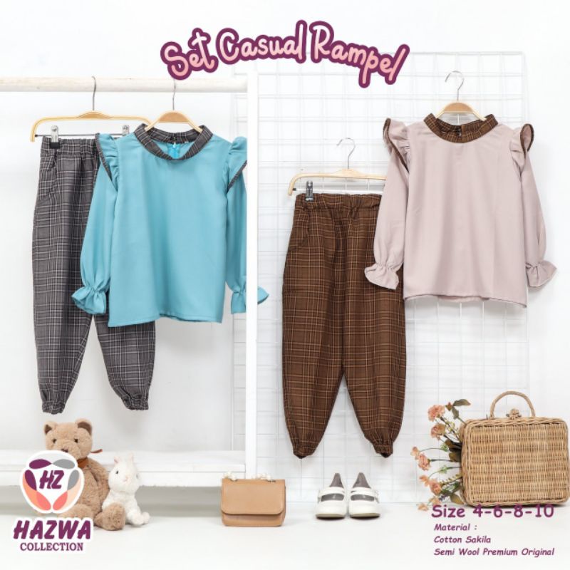 Afsheenastore Set Casual Rample Hazwa Setelan Anak Perempuan 4-10T