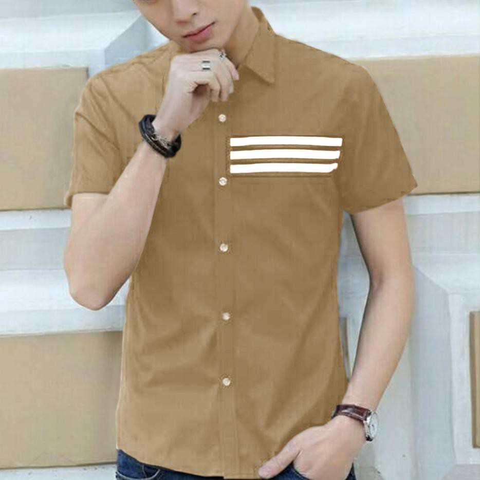 SHopee Mall YourFashion Hem Pria Lengan Pendek Donny (L) / Baju Kemeja Pria / Hem Cowok / Kemeja C