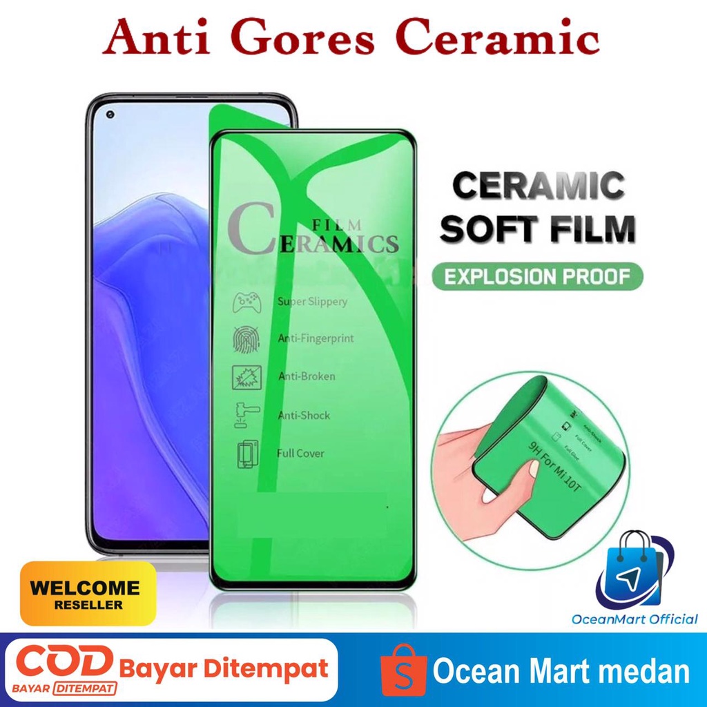 Anti Gores Ceramic Xiaomi Redmi 6A 8A 9i 9A 9C Note 7 9 Pro Tempered Glass Full Cover Screen Protector Pelindung Layar HP