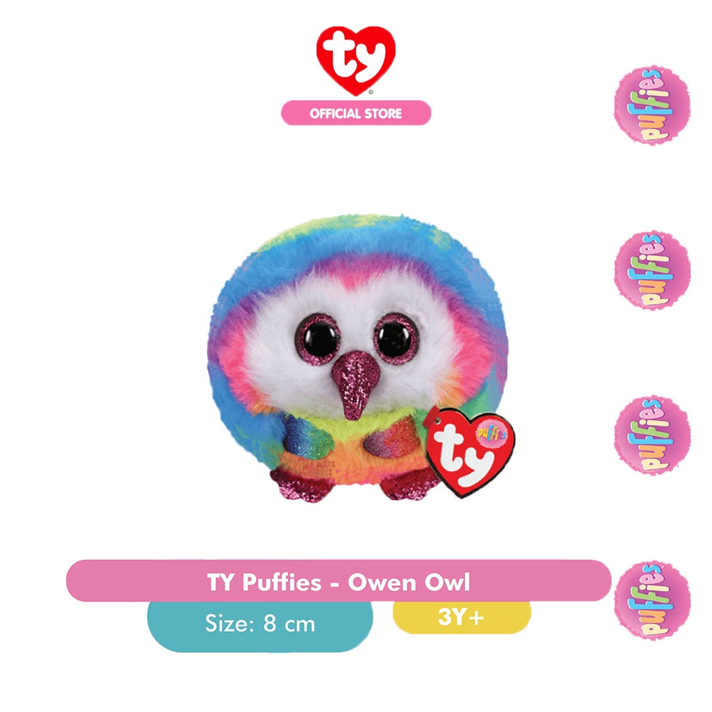 TY Puffies Owen Owl - Boneka Burung Hantu