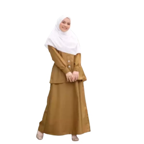 Setelan Baju Seragam Dinas Gamis PEMDA PNS Khaki Wanita Toyobo Stelan Baju Seragam PDH PNS Pemda Kek