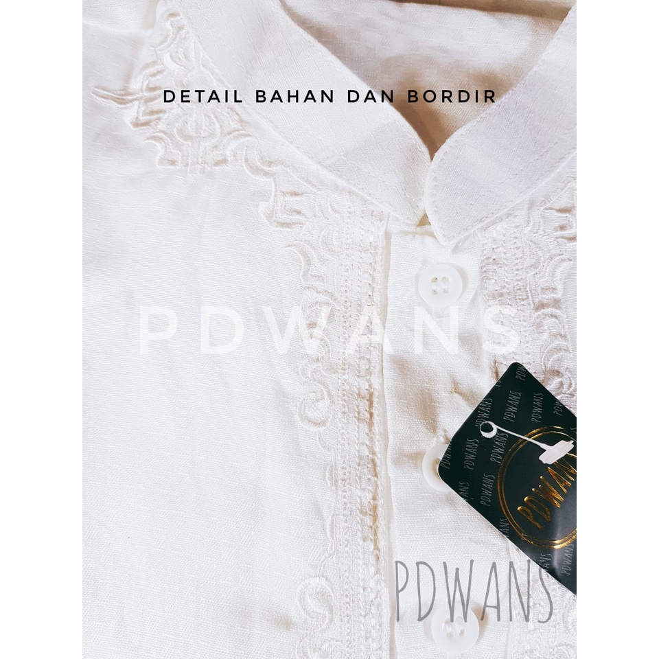 SETELAN PAKISTAN DEWASA PUTIH Baju Koko Bordir Muslim Pria BAJU UMROH M L XL BGM04D - PDWANS