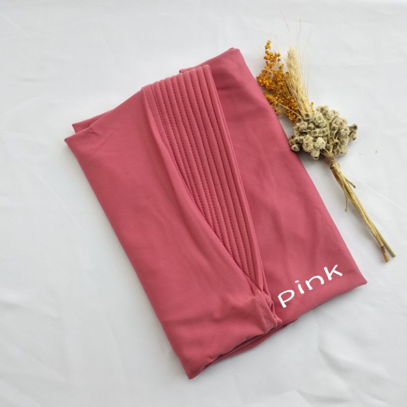Hijab Bergo Spandek Jersey Menutup Dada/Hijab Instan Bergo Hamidah/Hijab Sport-Pink