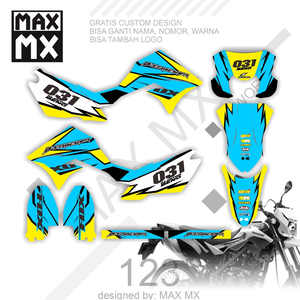 DECAL STIKER MOTOR D,TRACKER MOTIF PUTIH HIJAU BIRU STABILO
