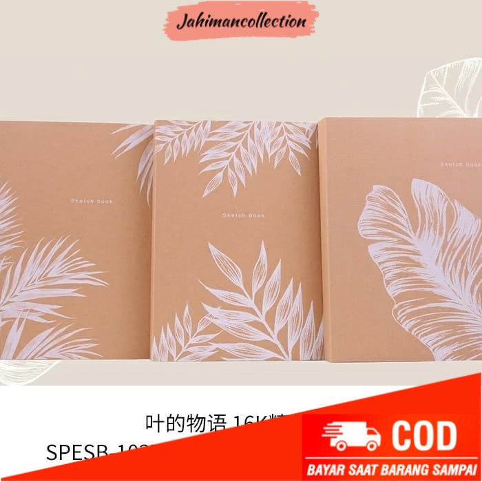 

✨ BISA COD ✨ 520 soft cover sketch book B5 ( leaf kraft cover )